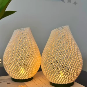 Meshed Beyaz & Siyah Led Aydınlatmalı Dekoratif Obje İkili Set