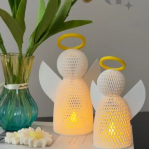 İkili Koruyucu Melek Figürü Led Mumlar ile Birlikte