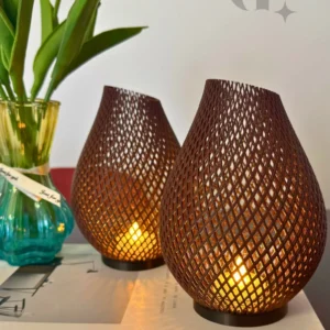 Meshed Kahve & Siyah Led Aydınlatmalı Dekoratif Obje İkili Set