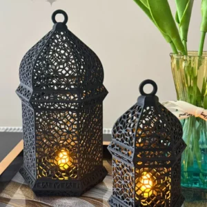 Orient Siyah Led Aydınlatmalı İkili Dekoratif Obje