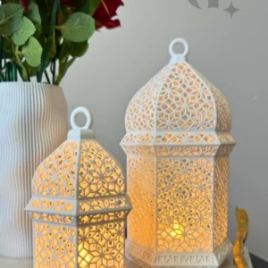 Orient Beyaz Led Aydınlatmalı İkili Dekoratif Obje