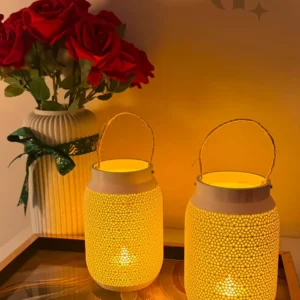 Jar Led Aydınlatmalı İkili Dekoratif Obje