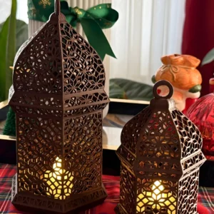 Orient Kahverengi Led Aydınlatmalı İkili Dekoratif Obje